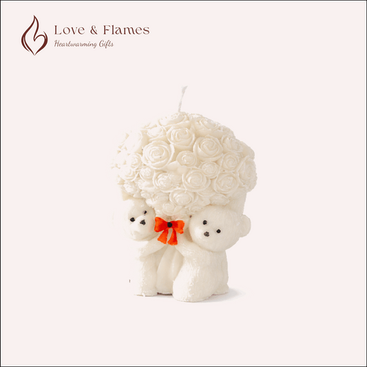 Teddy Bear Bouquet Scented Candles for Home Decor, Gifts & Relaxation - Love & Flames