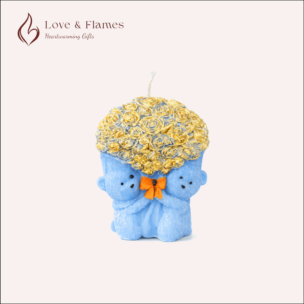 Teddy Bear Bouquet Scented Candles for Home Decor, Gifts & Relaxation - Love & Flames