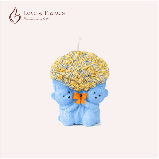 Teddy Bear Bouquet Scented Candles for Home Decor, Gifts & Relaxation - Love & Flames