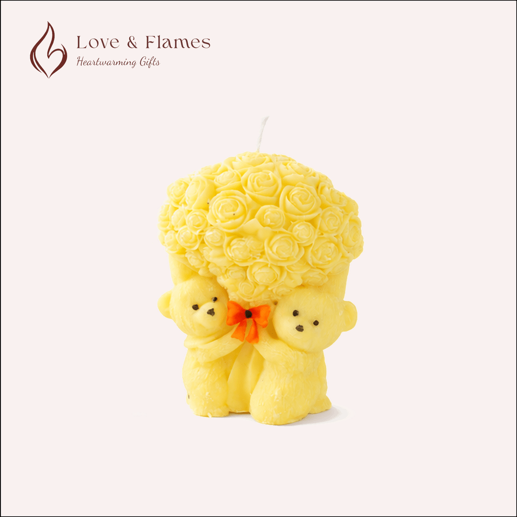 Teddy Bear Bouquet Scented Candles for Home Decor, Gifts & Relaxation - Love & Flames