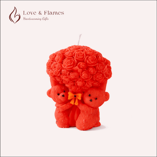Teddy Bear Bouquet Scented Candles for Home Decor, Gifts & Relaxation - Love & Flames