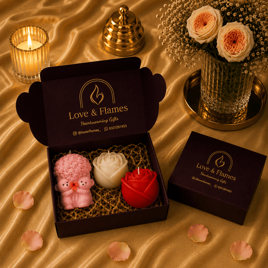 Teddy Bear Luxury Scented Candle Gift Box - Love & Flames