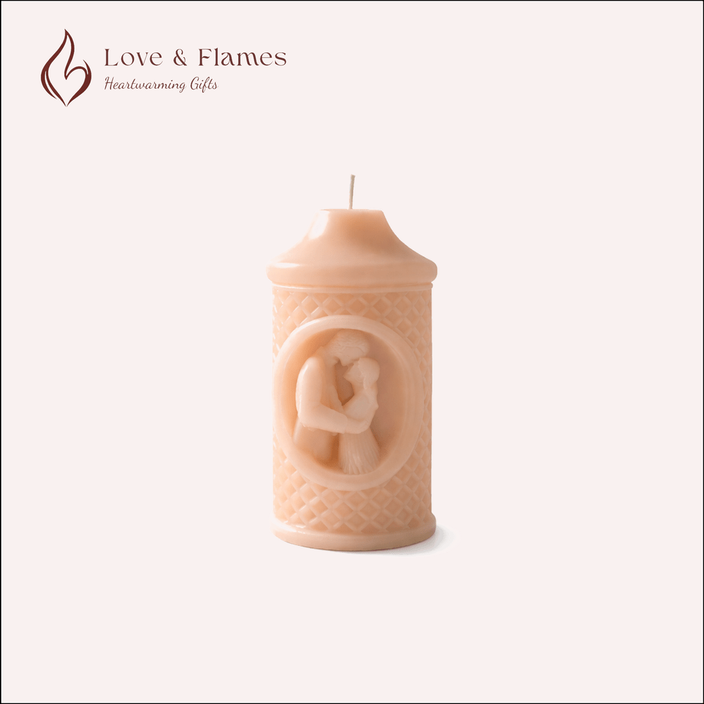 Two Souls Lovers Scented Candle Color Orange Peach & Fragrance Strawberry - Love & Flames