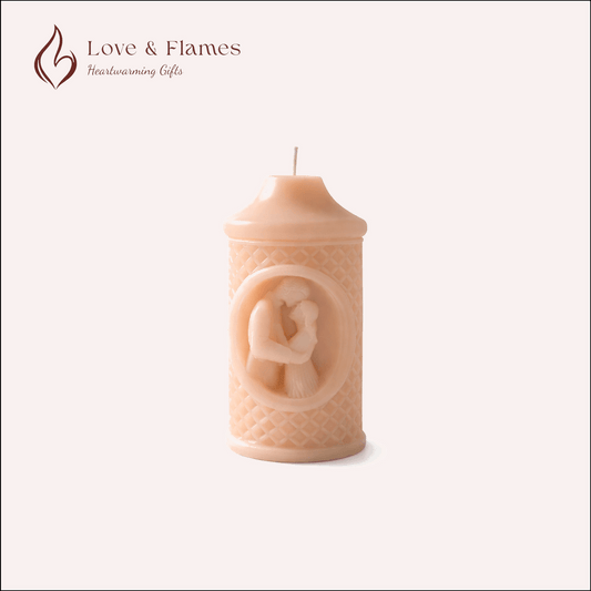 Two Souls Lovers Scented Candle Color Orange Peach & Fragrance Strawberry - Love & Flames