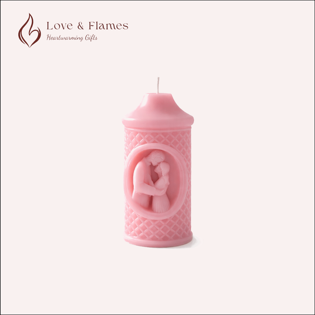 Two Souls Lovers Scented Candle Color Pink Blush & Fragrance Vanilla - Love & Flames