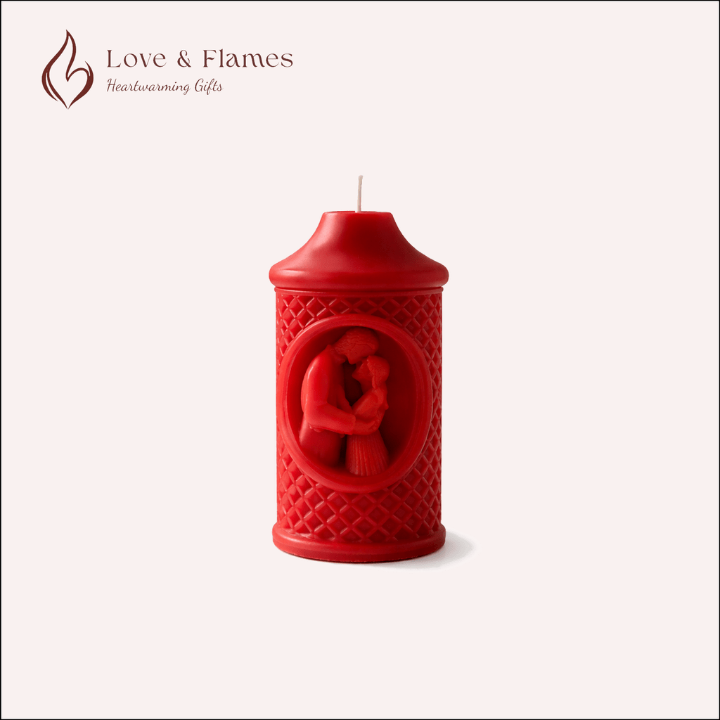 Two Souls Lovers Scented Candle Color Red Scarlet & Fragrance Strawberry - Love & Flames