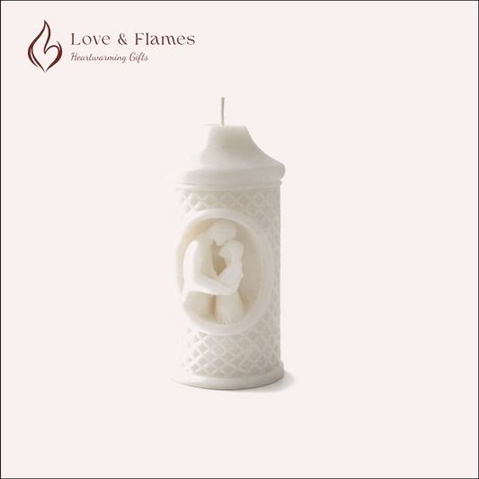 Two Souls Lovers Scented Candle Color White Ivory & Fragrance Vanilla - Love & Flames