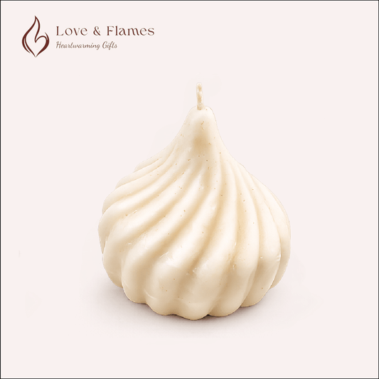 Ukadiche Modak Scented Candle Color White Ivory & Fragrance Vanilla - Love & Flames
