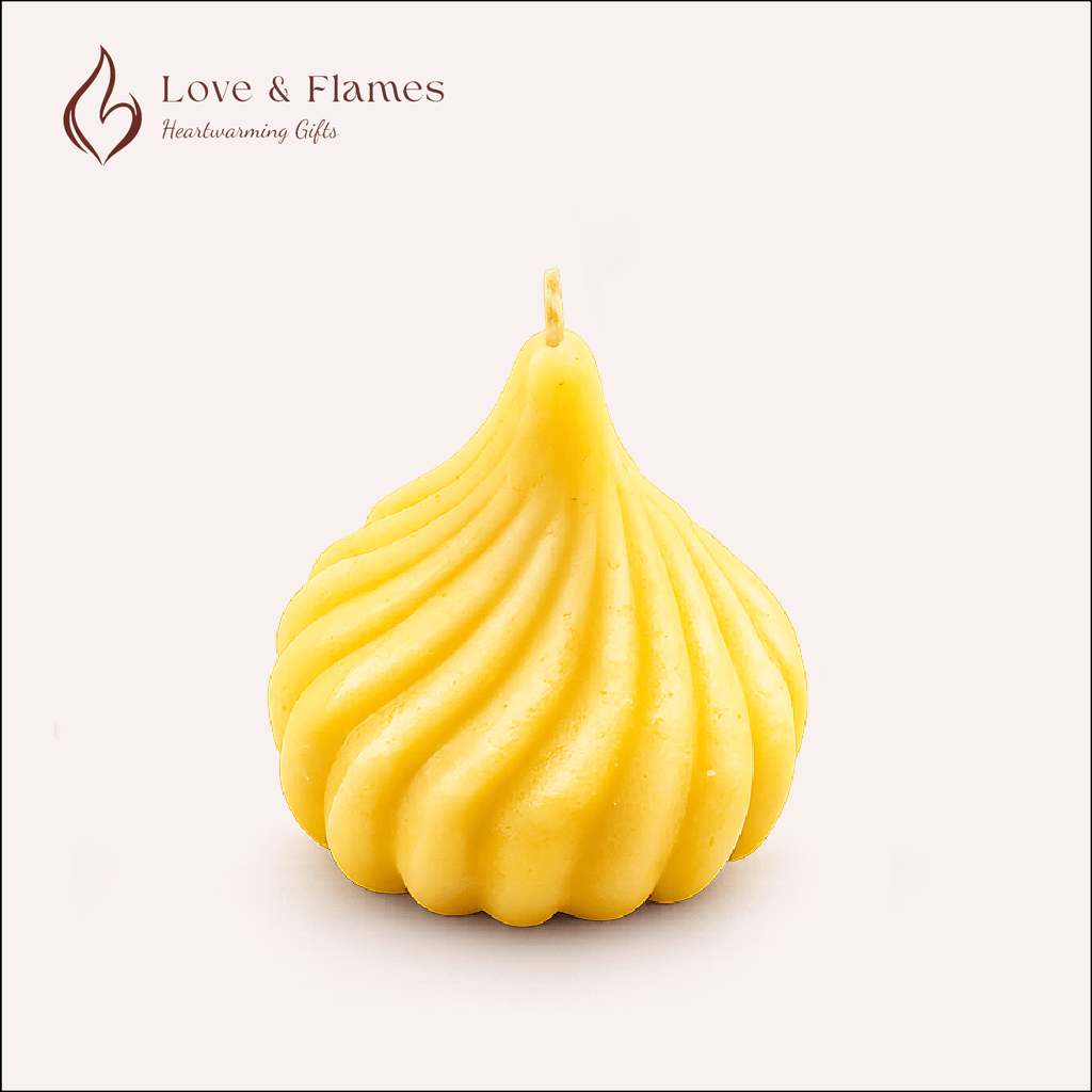Ukadiche Modak Scented Candle Color Yellow Sunshine & Fragrance Vanilla - Love & Flames